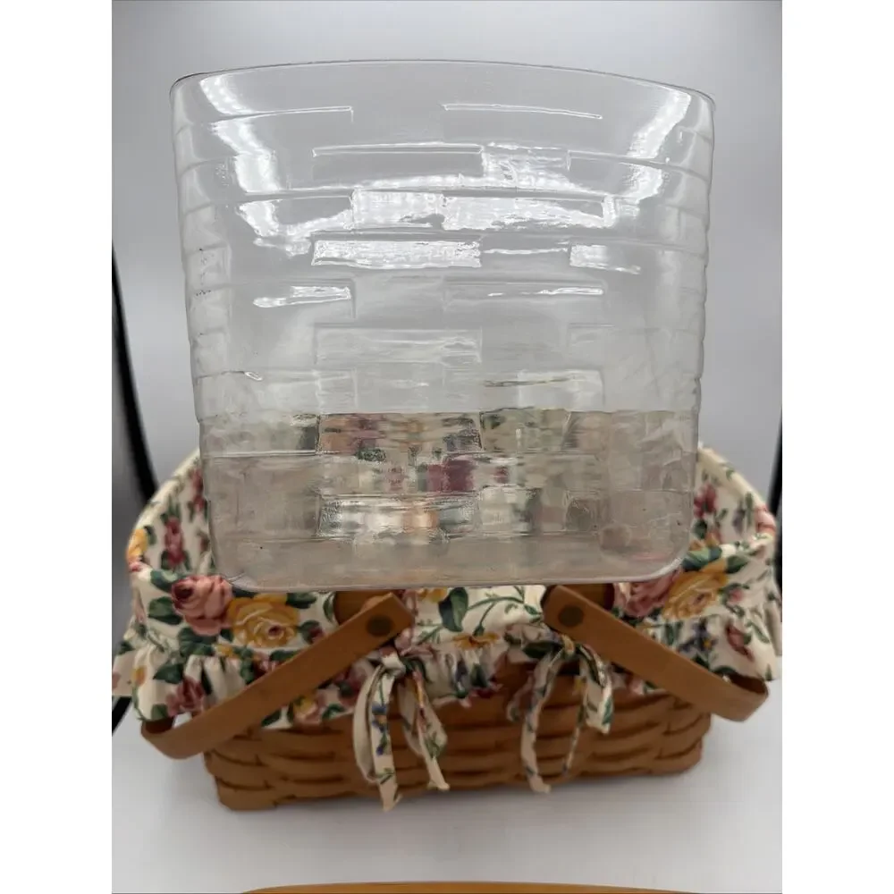 Longaberger 1995 Large Picnic Basket Cottage Combo Rare Lid Liner Protector USA